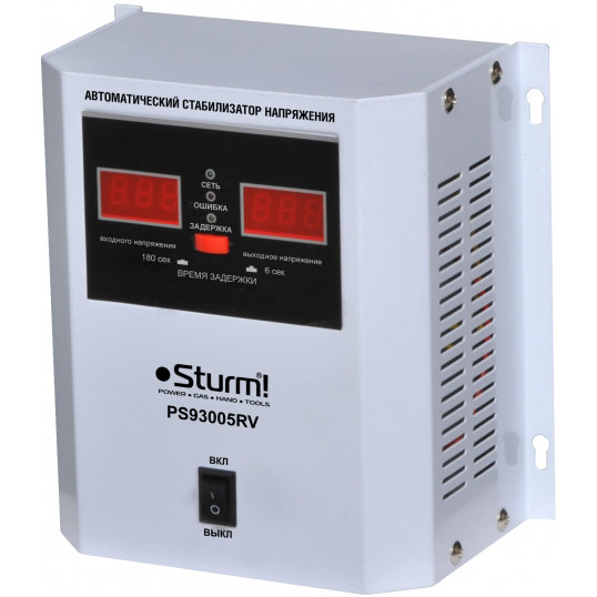 

Стабилизатор напряжения релейныйSTURM 500 ВA PS930051RV, Стаб.напряж.релейный 500 ВA настен. PS930051RV