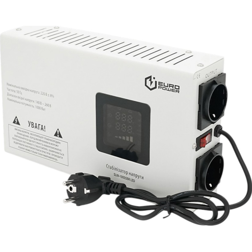 Стабілізатор напруги EUROPOWER SLIM-1000SBR LED 1000VA 700W