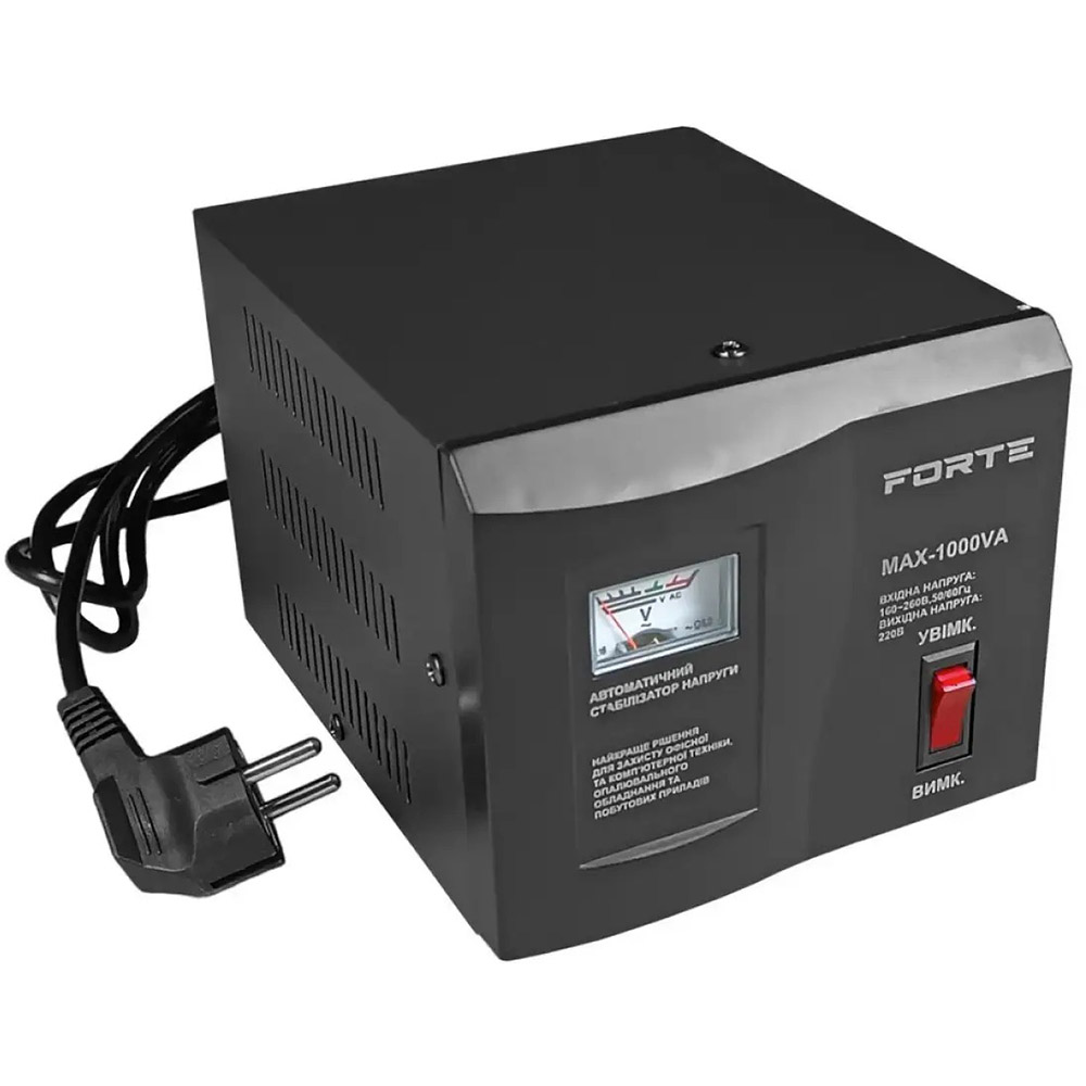Стабилизатор напряжения FORTE MAX-1000VA (42062) Стабилизатор напряжения FORTE MAX-1000VA (42062) Количество фаз 1