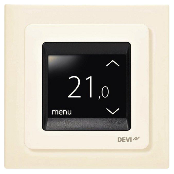 Терморегулятор DANFOSS DEVIreg Touch (140F1078) Дополнительно внешний датчик - температуры пола NTC, 15 кОм при 25° С; сенсорный дисплей; программирование