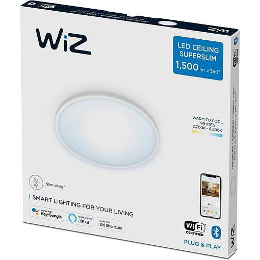 Зовнішній вигляд Розумний світильник WIZ SuperSlim Ceiling стельовий 16W 2700-6500K Wi-Fi White (929002685101)