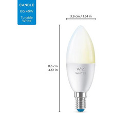 Розумна світлодіодна лампа WIZ E14 40W 400Lm C37 2700-6500K Wi-Fi (929002448702)