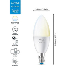 Розумна світлодіодна лампа WIZ E14 40W 400Lm C37 2700-6500K Wi-Fi (929002448702)