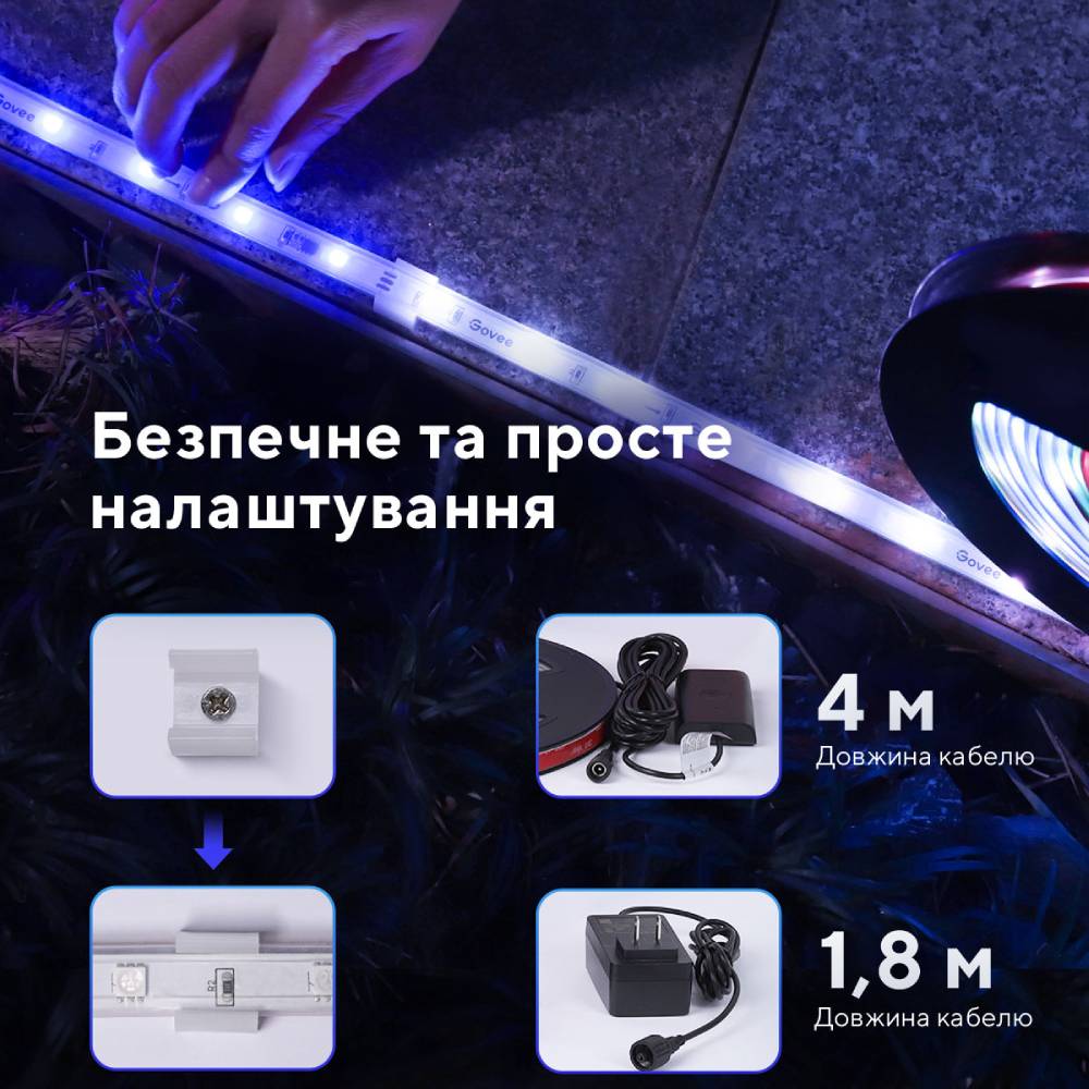 Фото Розумна світлодіодна стрічка GOVEE H6172 Phantasy Outdoor LED RGBIC Strip (H61723D1)