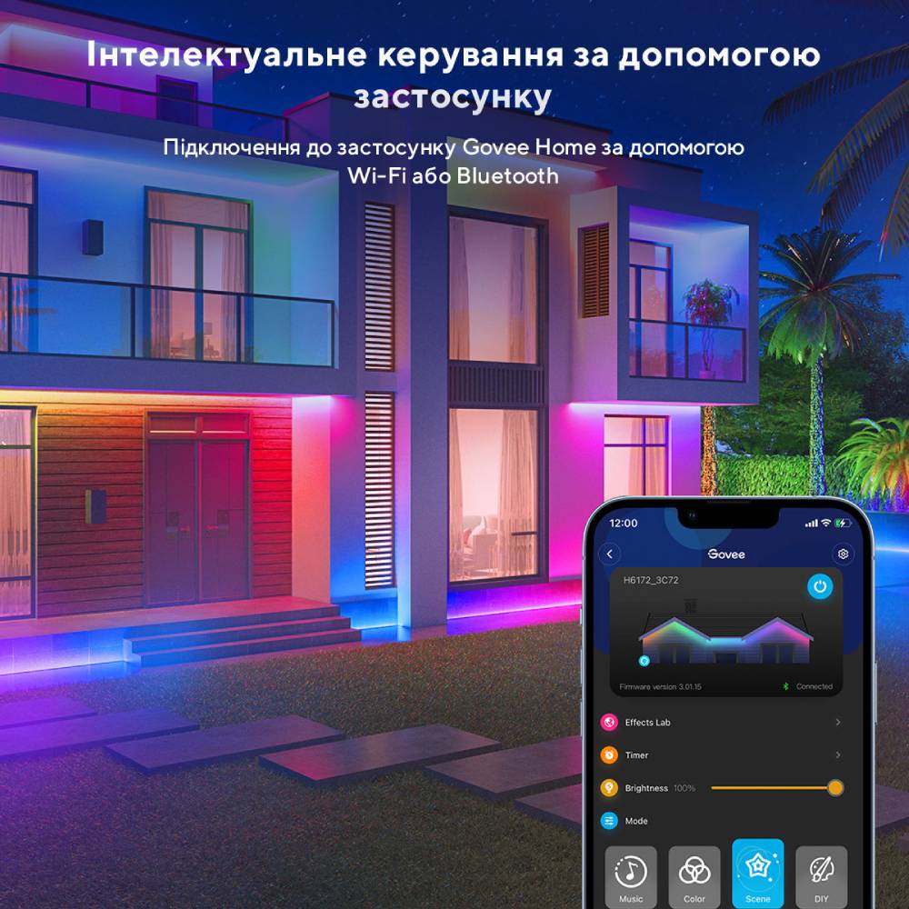 Замовити Розумна світлодіодна стрічка GOVEE H6172 Phantasy Outdoor LED RGBIC Strip (H61723D1)