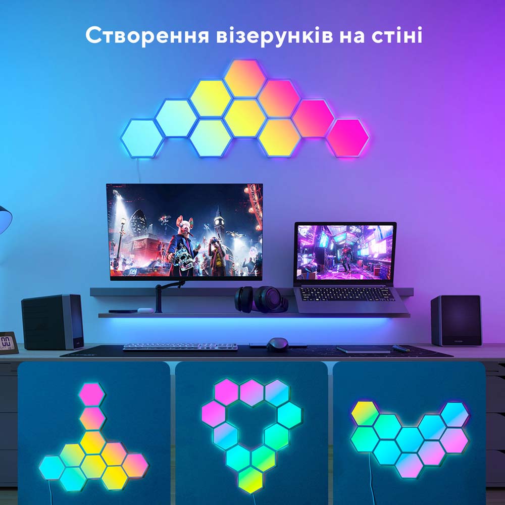 Фото 3 Умный светильник Govee H6061 Glide Hexa Light Panels 10 шт RGB (B6061301)