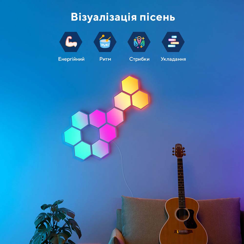 Умный светильник Govee H6061 Glide Hexa Light Panels 10 шт RGB (B6061301) Тип управления смартфон