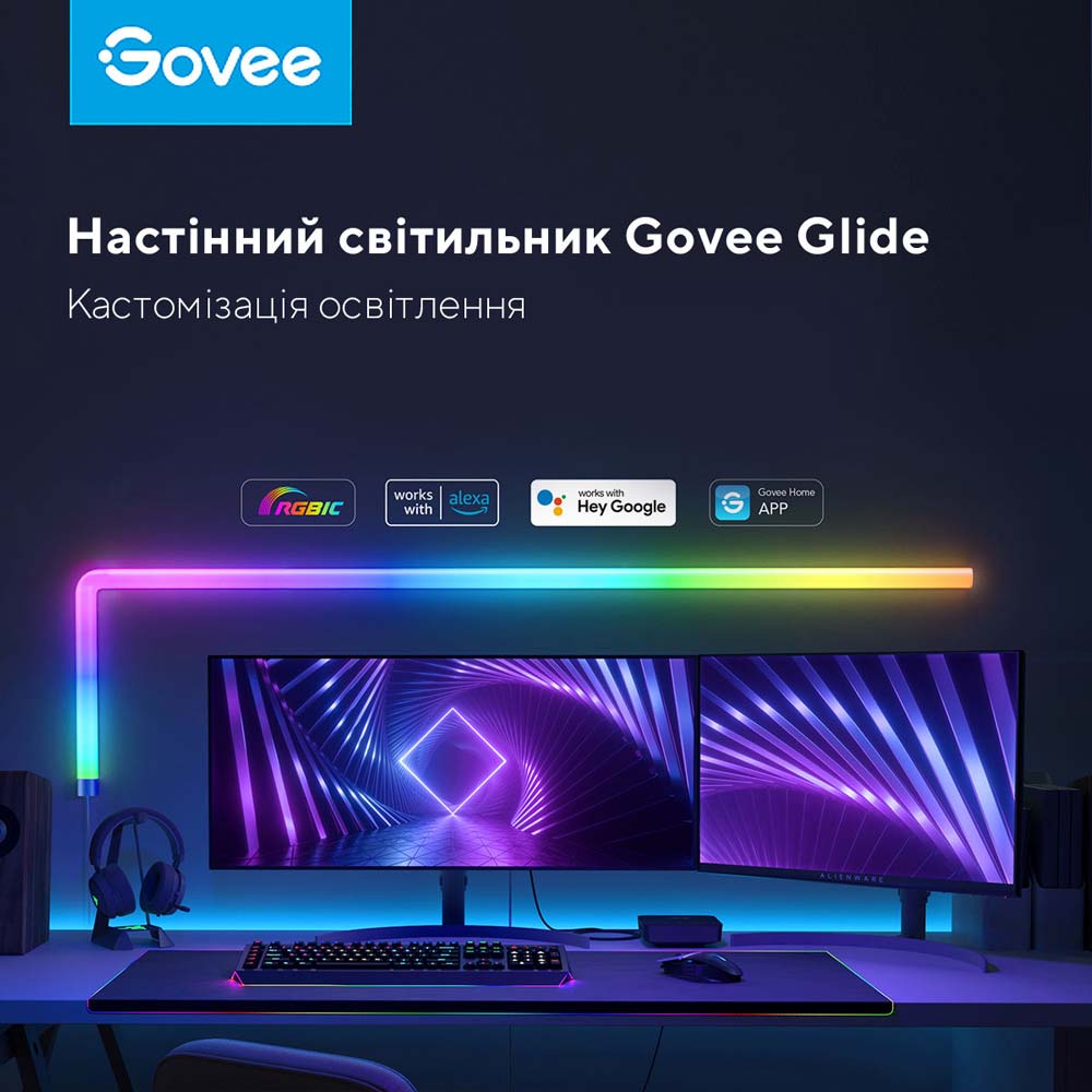 Внешний вид Набор настенных светильников Govee H6062 Glide RGBIC Wall Light 6+1 RGB (B6062301)