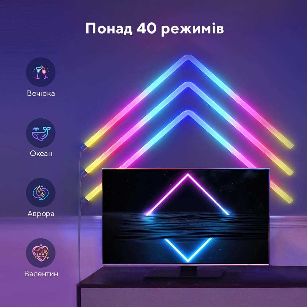 Покупка Набір настінних світильників Govee H6062 Glide RGBIC Wall Light 6+1 RGB (B6062301)