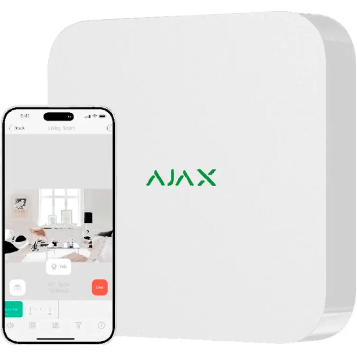 Видеорегистратор сетевой AJAX NVR 16 каналов jeweller White (000034518) Подключение проводное