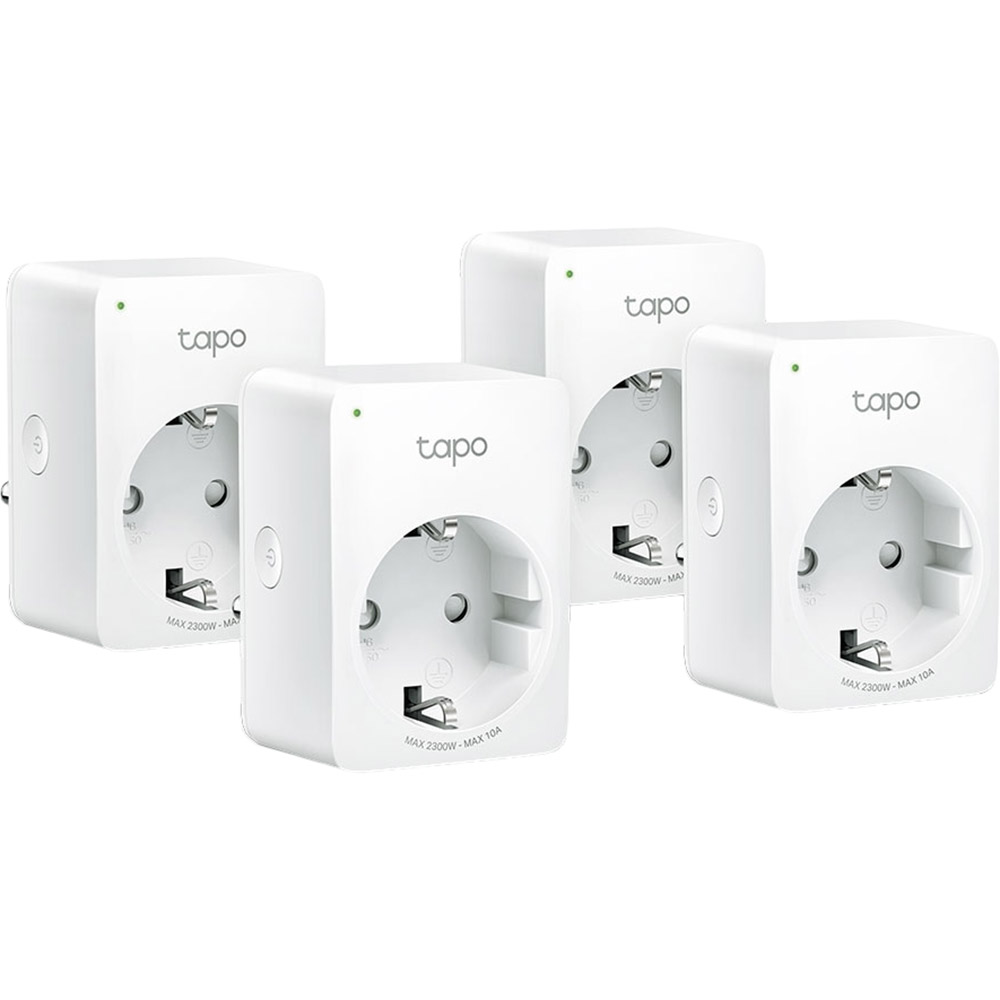 Умная розеткаTP-LINK Tapo P100 N300 BT 10A 4 шт (TAPO-P100-4-PACK)