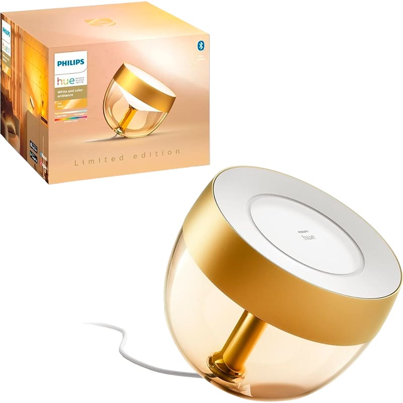 Світильник PHILIPS Hue Iris RGB ZigBee Gold (929002376402) Додатково Регулювання яскравості; Регулювання колірної температури; Регулювання кольору світіння (RGB); Голосове керування; Строк служби 25000 год; Колірна температура 2000-6500К; Світловий потік 570 Lm