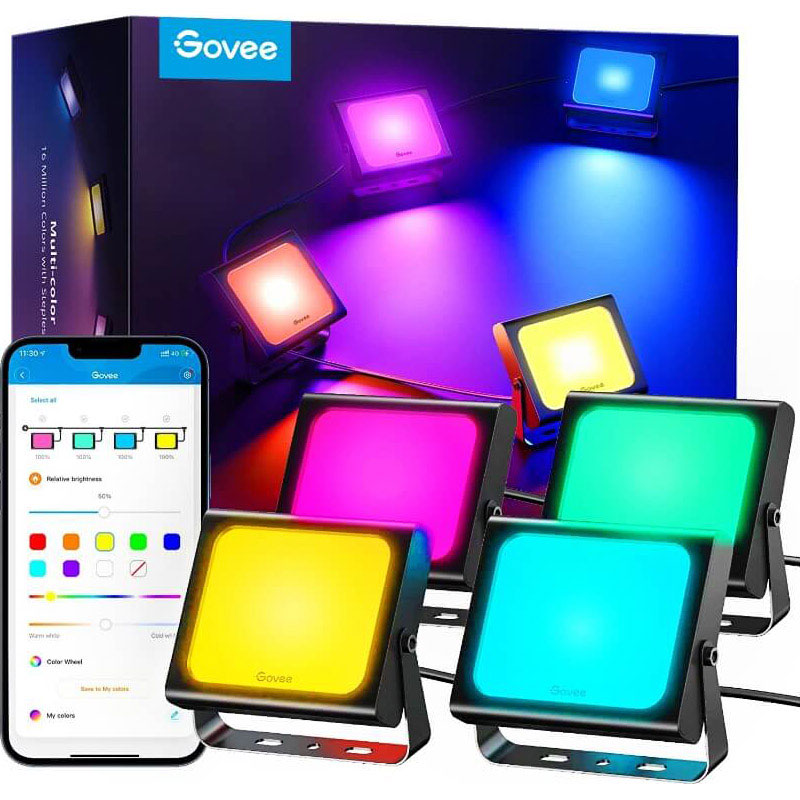 Набор светильников GOVEE H7060 LED Smart Flood Lights RGBICWW 4шт (H7060311)