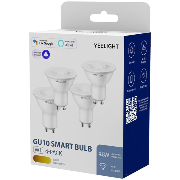 Зовнішній вигляд Набір розумних лампочок YEELIGHTGU10 Smart bulb 4-pack Dim (YLDP004)