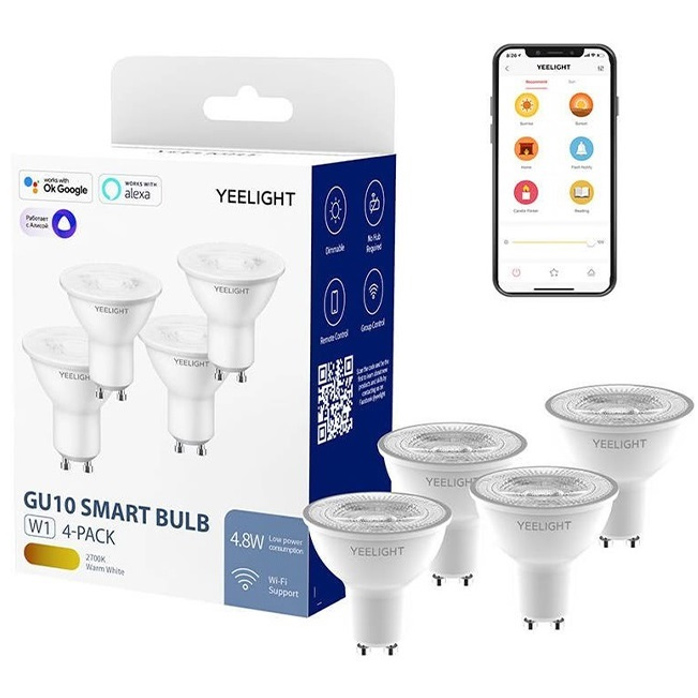 Набір розумних лампочок YEELIGHTGU10 Smart bulb 4-pack Dim (YLDP004) Тип управління смартфон