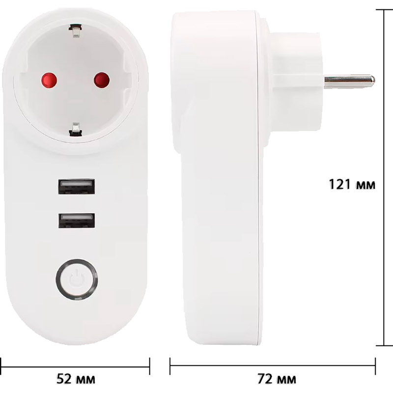 Зовнішній вигляд Розумна розетка ACTION Tuya LSPA2 16А White