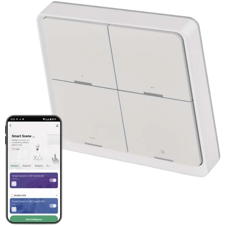 Умный выключатель EMOS H5013 4 кнопки белый Совместимость EMOS GoSmart, TUYA, LIDL, Smartlife, открытая система