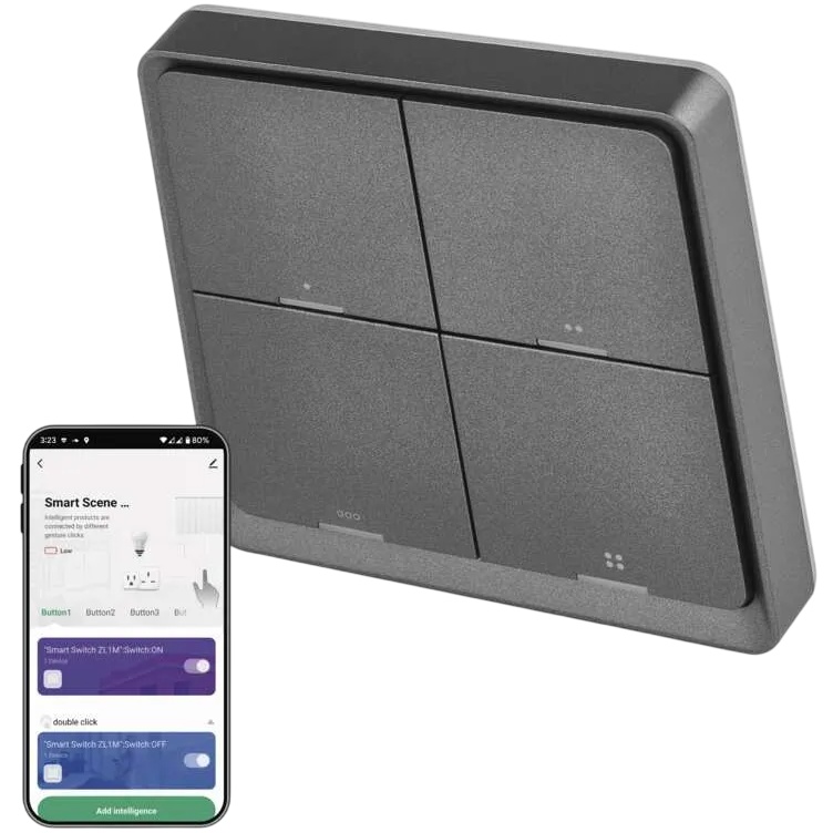 Умный выключатель EMOS H5016 4 кнопки черный Дополнительно протокол ZigBee 3.0; поддерживаемая ОС: Android, iOS