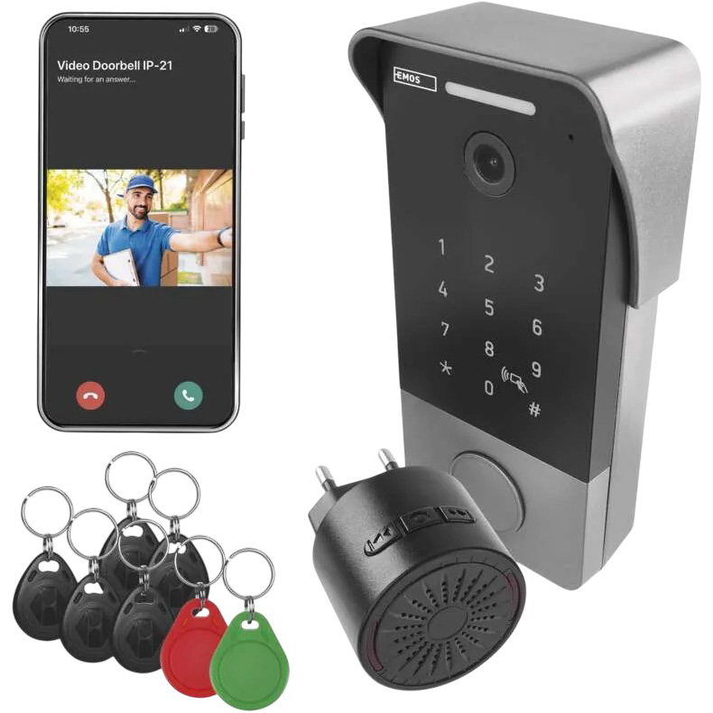 Розумний відеодзвінок EMOS H4034 Сумісність Android та iOS; Голосові команди через Amazon Alexa та Google Assistant