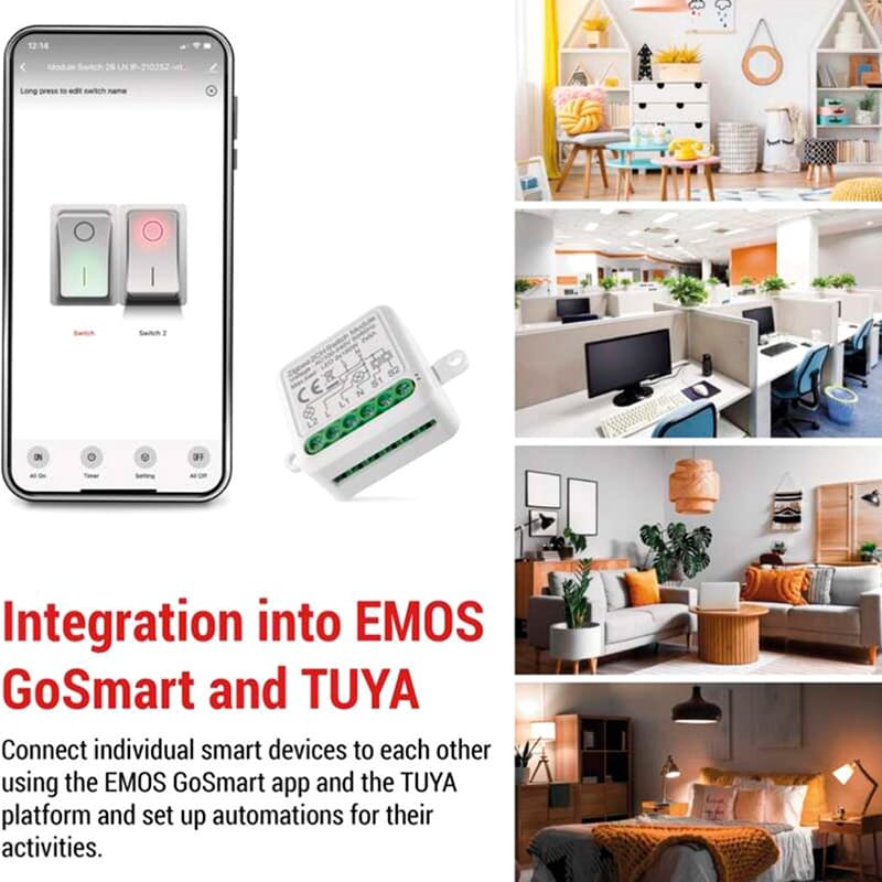 Умный модуль переключателя EMOS H5102 Умный модуль переключателя EMOS H5102 Напряжение 230