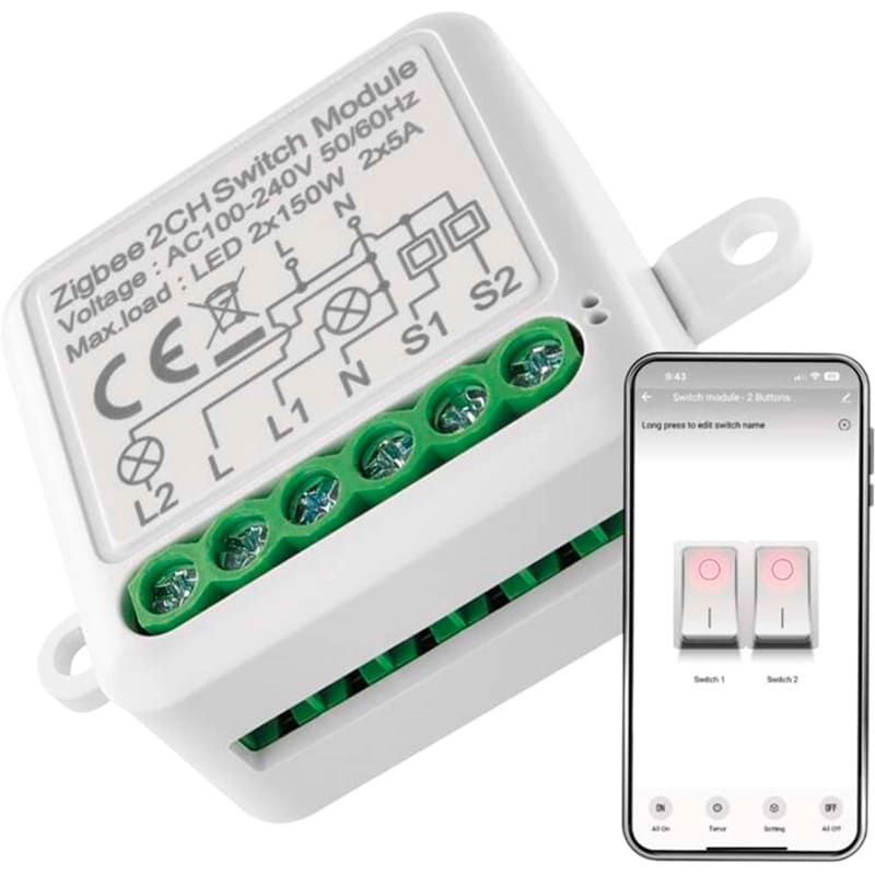 Умный модуль переключателя EMOS H5102 Умный модуль переключателя EMOS H5102 Дополнительно Функция таймера; Голосовое управление; 2.4 ГГц Wi-Fi