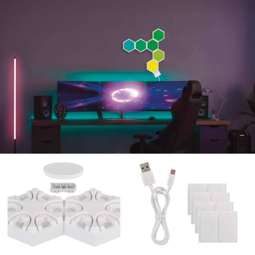 Розумна настільна лампа EMOS ZIW426R Hexagon Lamp AMBI White Огляд Розумна настільна лампа EMOS ZIW426R Hexagon Lamp AMBI White