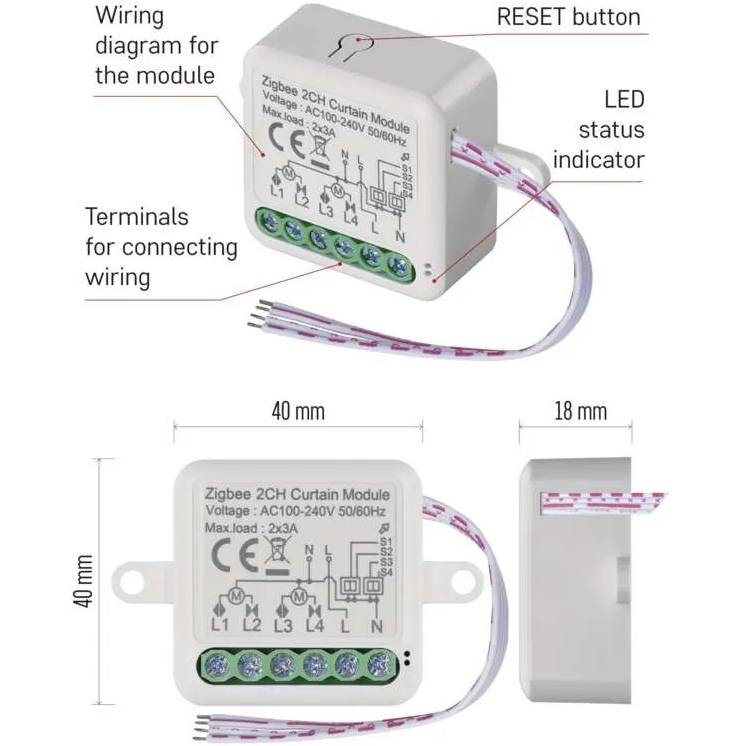 Умный модуль двигателя EMOS ZigBee 3.0 2-канальный (H5110) Заказать Умный модуль двигателя EMOS ZigBee 3.0 2-канальный (H5110)