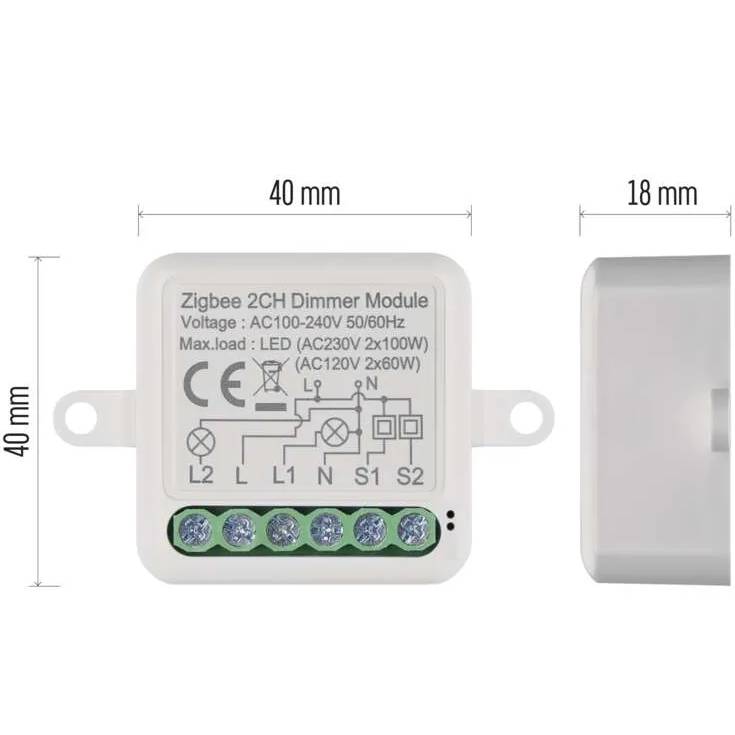 Умный модуль регулировки яркости EMOS ZigBee 3.0 2-канальный (H5108) Фото Умный модуль регулировки яркости EMOS ZigBee 3.0 2-канальный (H5108)