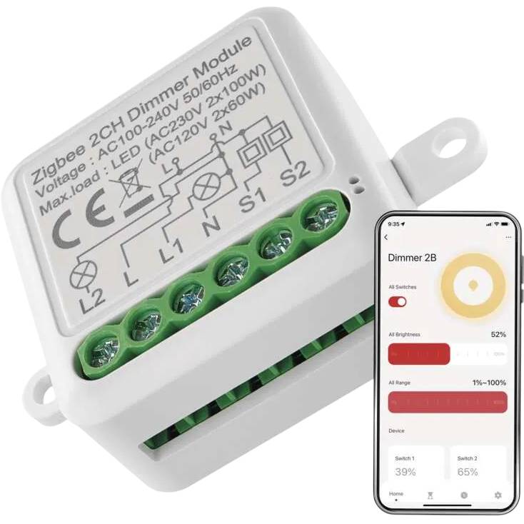 Умный модуль регулировки яркости EMOS ZigBee 3.0 2-канальный (H5108) Умный модуль регулировки яркости EMOS ZigBee 3.0 2-канальный (H5108)