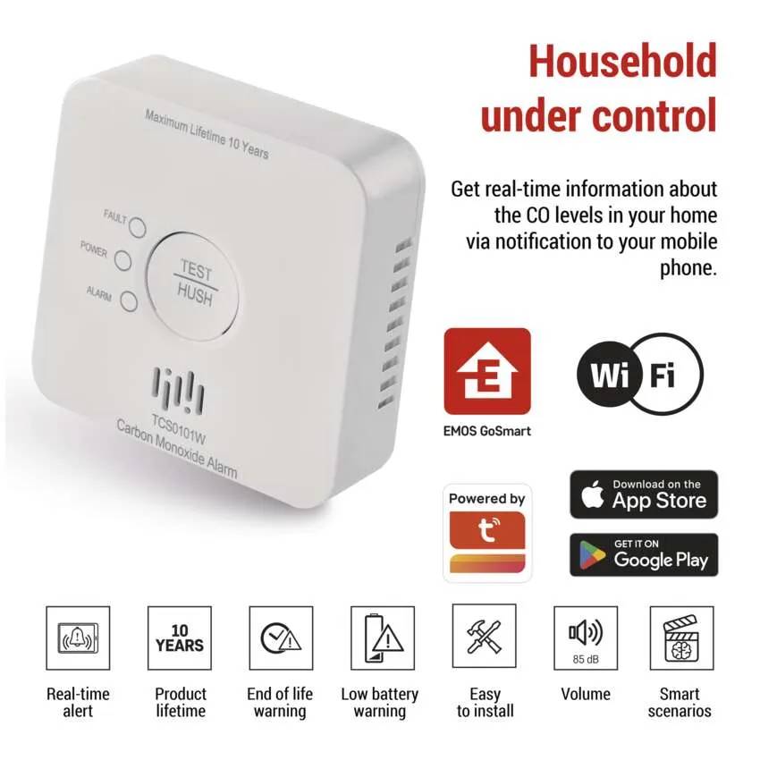 Датчик чадного газу та диму EMOS CO P56400S Тип датчик диму