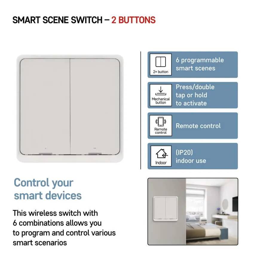 Огляд Розумний вимикач EMOS GoSmart 2 кнопки White (H5012)