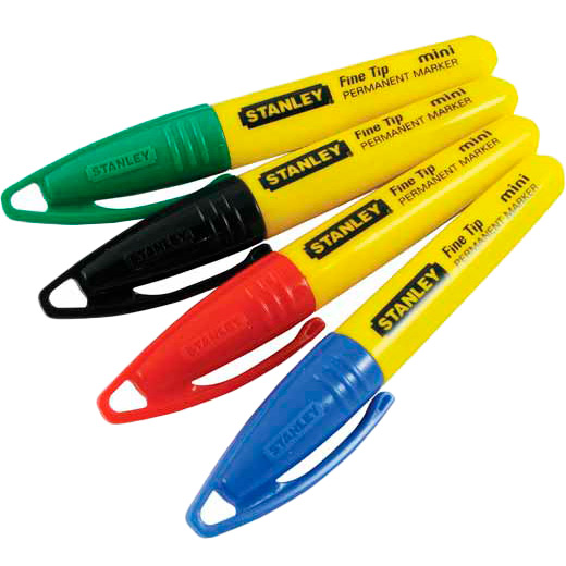 

Набор маркеров STANLEY с острым наконечником Black/Red/Blue/Green 4 шт, Маркер перманентні, з гострим након.