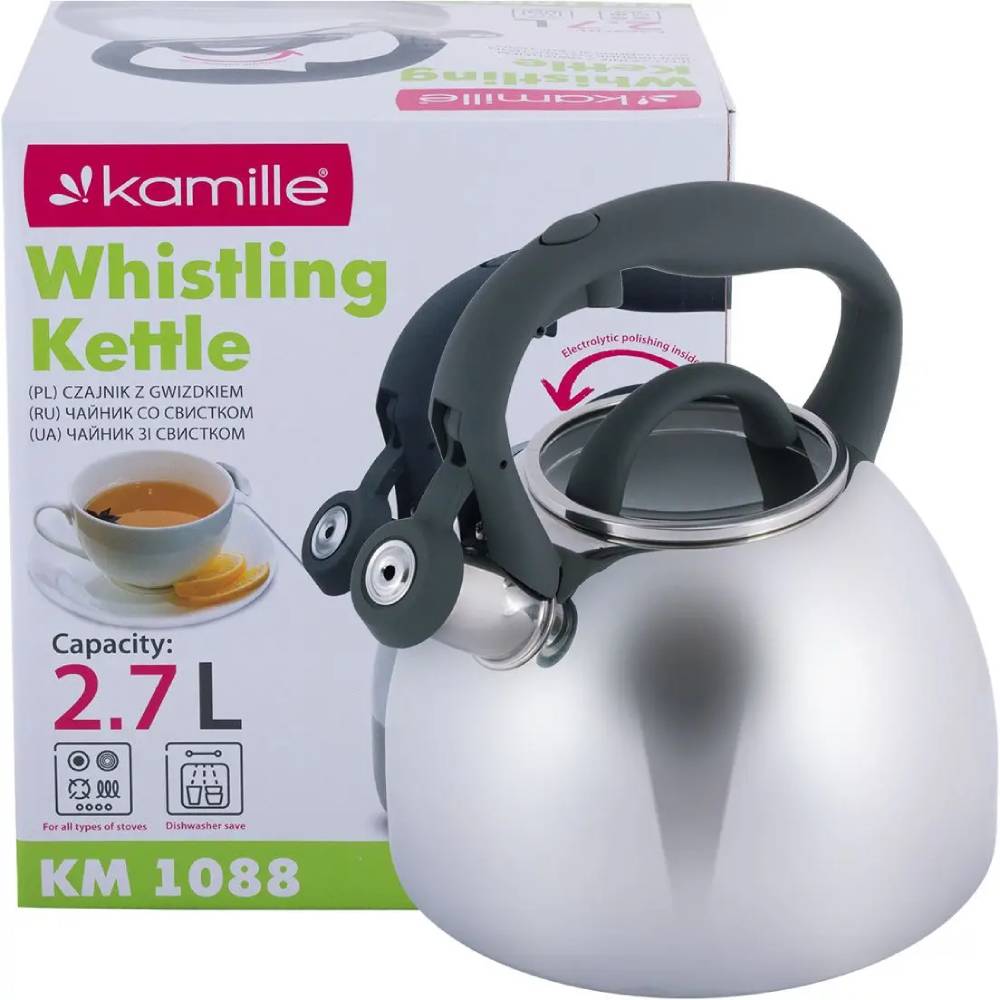 Зовнішній вигляд Чайник Kamille 2.7 л Silver (KM-1088)