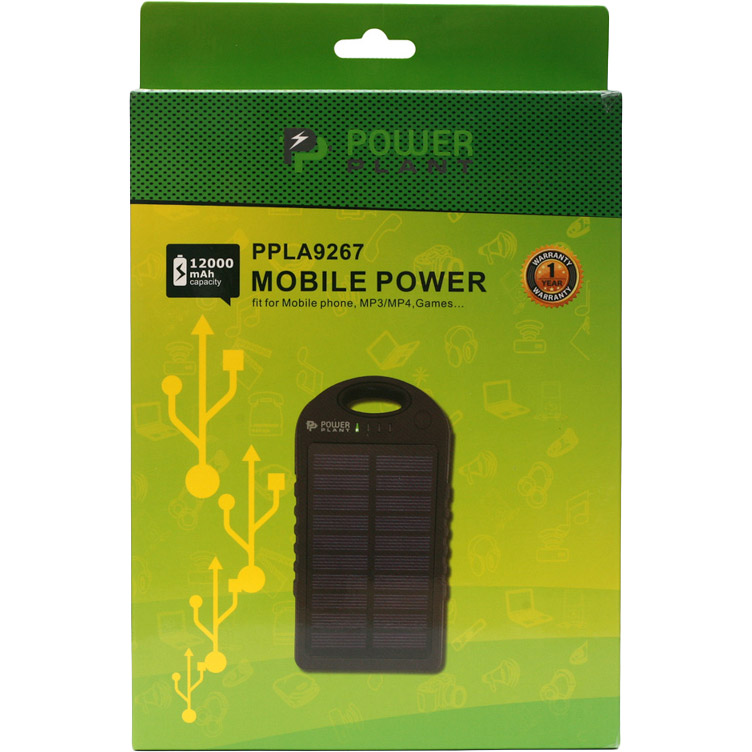 Powerbank POWERPLANT PB-LA9267 12000mAh Black (PPLA9267) Торговая марка POWERPLANT