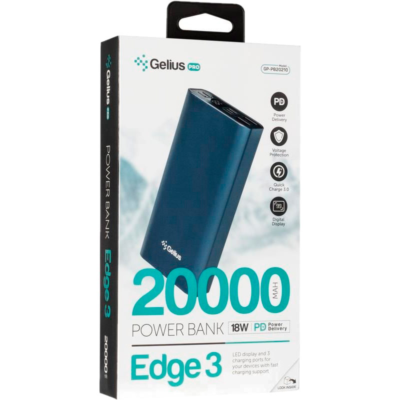 Замовити Powerbank GELIUS Pro Edge 3 PD GP-PB20-210 20000 mAh Blue (82624)