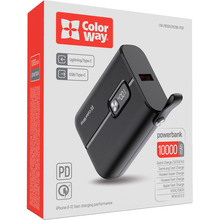 Powerbank COLORWAY 10000 mAh Full power QC3.0 22.5W Black (CW-PB100LPK2BK-PDD)