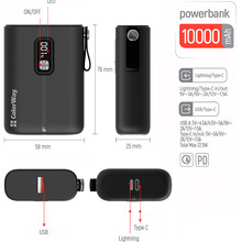 Powerbank COLORWAY 10000 mAh Full power QC3.0 22.5W Black (CW-PB100LPK2BK-PDD)