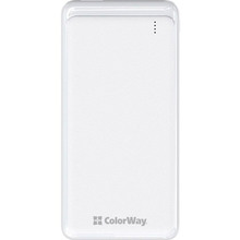 Powerbank COLORWAY 10000 mAh Slim USB QC3.0 + USB-C Power Delivery 18W White (CW-PB100LPG3WT-PD)