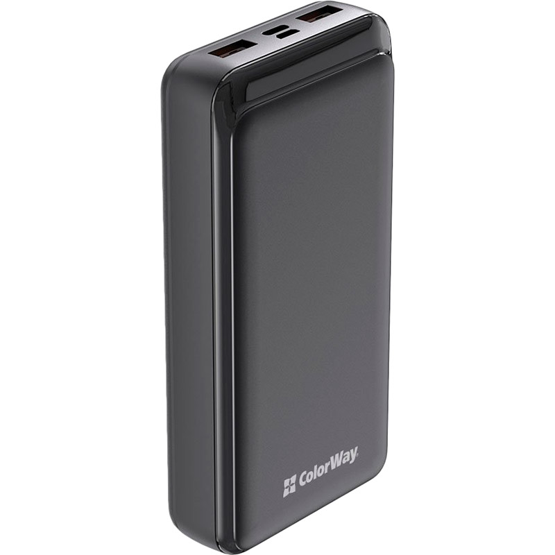 

Powerbank COLORWAY 20000 mAh Slim USB QC3.0 + USB-C Power Delivery 18W Black (CW-PB200LPF3BK-PD), 20000 mAh Slim (USB QC3.0 + USB-C Power