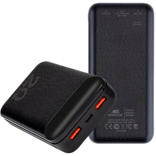 Powerbank RIVACASE RIVAPOWER VA2580 20000 mA Black Ємність 20000