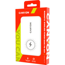 Powerbank CANYON PB-1001 10000mAh 18W PD+QC 3.0+10W wireless White (CNS-CPB1001W)