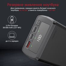 Powerbank Promate PowerMine-130W 38000 mAh 2 х USB-З Power Delivery USB-A Q C3.0 Black (powermine-130.black)