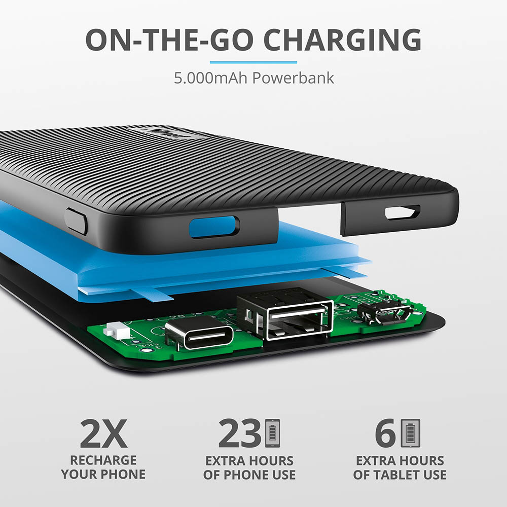 Заказать Powerbank TRUST Primo 5000 mAh Black (23596)