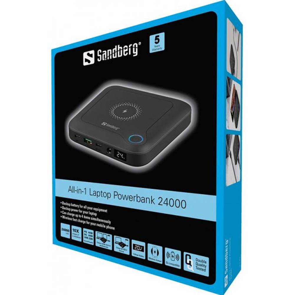 Зовнішній вигляд Powerbank POWERPLANT Sandberg 24000mAh Black (420-57)