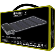 Powerbank SANDBERG 4-Panel 8W PD 25000 mAh 2xUSB Type-C Black (420-56)