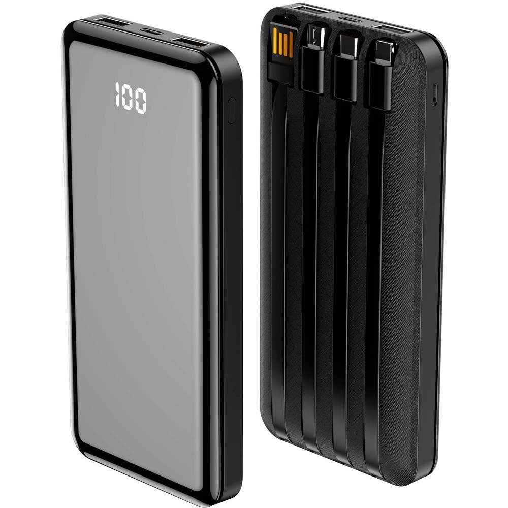 Фотографии Powerbank Forever TB-411 ALLin1 10000 mAh with cables USB-C +  Lightning + microUSB Black (GSM103789) - качественные фото - Фокстрот