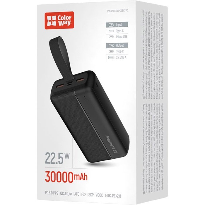 Powerbank COLORWAY 30000 mAh Black (CW-PB300LPC2BK-PD) Торгова марка COLORWAY