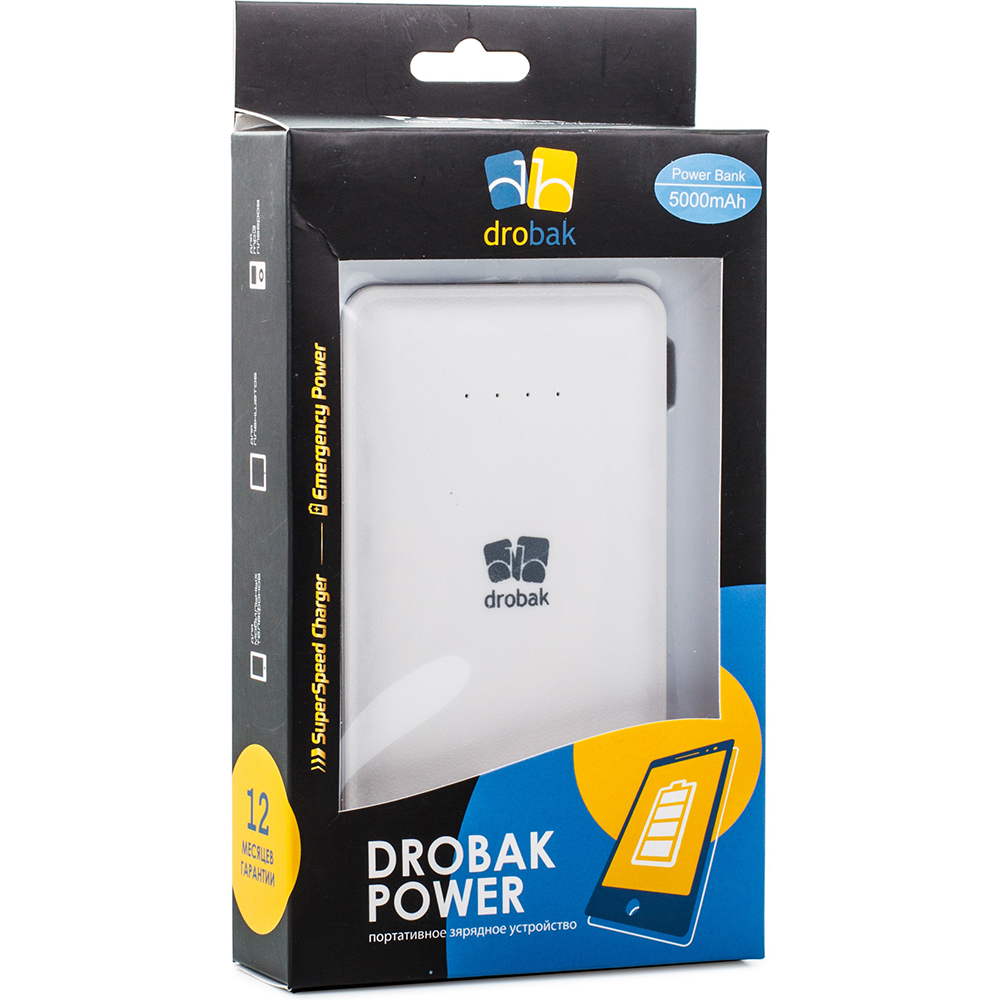 Powerbank DROBAK Elegant Power 5000 маг White (608703) Тип акумулятора Li-Pol