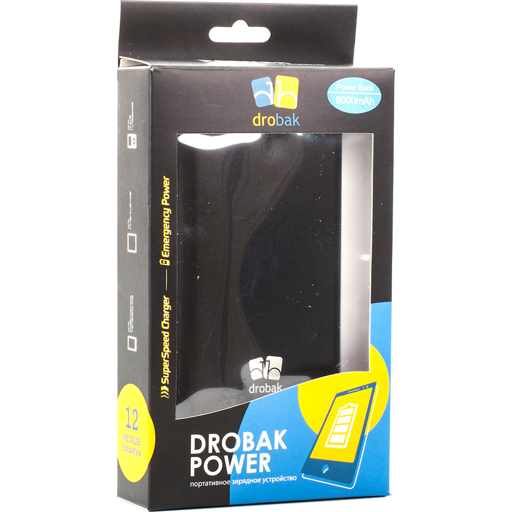 Powerbank DROBAK Elegant Power 8000 маг Black (608702) Тип акумулятора Li-Pol