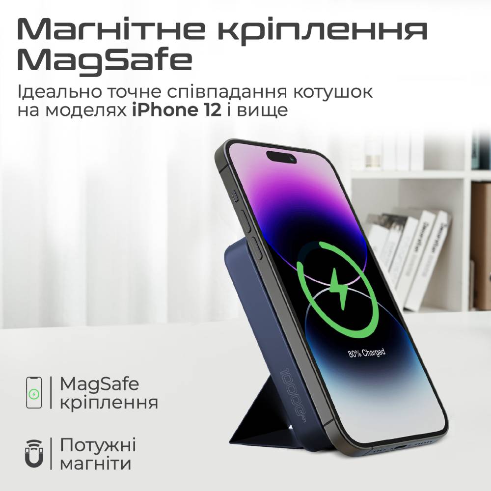 Powerbank PROMATE 10000mAh (powermag-trio.navy) Ємність 10000